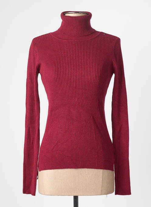 Pull col roulé tissage côtelé manches longues violet KILKY femme