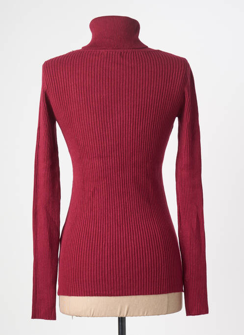 Pull col roulé tissage côtelé manches longues violet KILKY femme