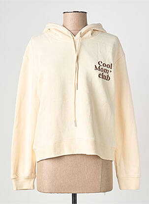 Sweat-shirt à capuche broderie manches longues beige PM MERE & FILLE femme