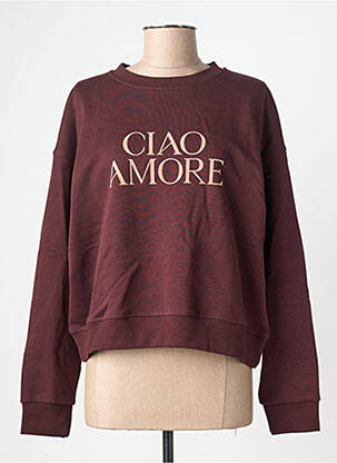 Sweat-shirt sérigraphie floquée manches longues violet GRACE & MILA femme