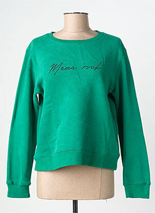 Sweat-shirt sérigraphie floquée manches longues vert PM MERE & FILLE femme