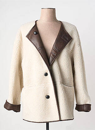 Manteau court coupe droite sans capuche marron PIECES femme