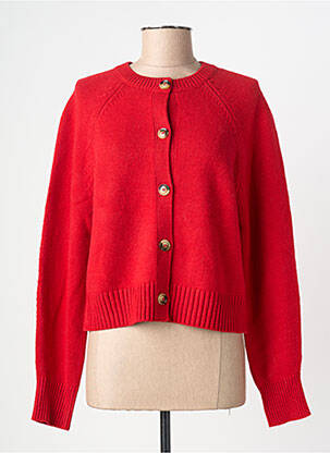 Gilet manches longues col rond rouge GRACE & MILA femme