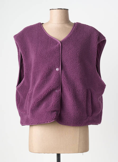 Gilet manches courtes fermeture boutonnée sur le devant violet KILKY femme