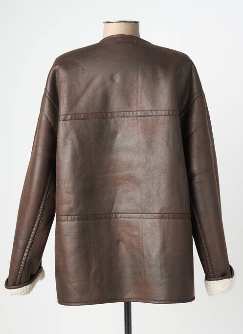 Manteau court coupe droite sans capuche marron PIECES femme