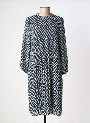 Robe mi-longue coupe fluide manches longues bleu STREET ONE femme