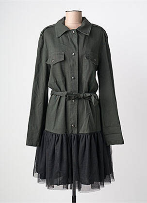 Robe mi-longue manches longues manches longues vert NÜ femme