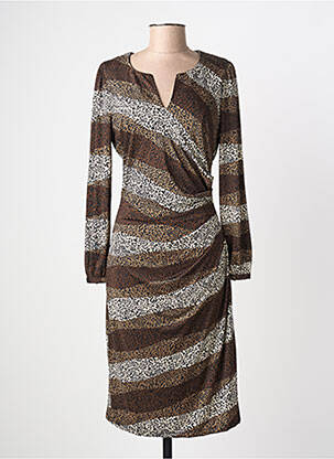 Robe mi-longue manches longues manches longues marron K-DESIGN femme