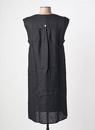 Robe mi-longue tissage crêpe manches courtes noir STREET ONE femme