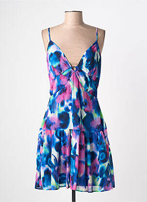 Robe courte tissage crêpe fines bretelles bleu MORGAN femme