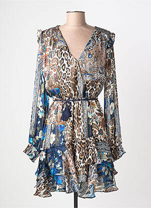 Robe courte manches longues manches longues marron GUESS femme
