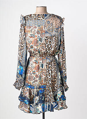 Robe courte manches longues manches longues marron GUESS femme