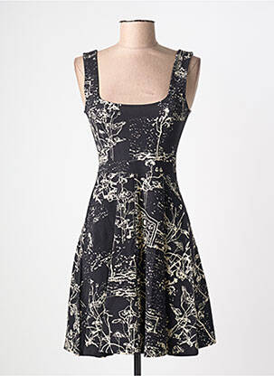 Robe courte coupe cintrée fines bretelles noir DESIGUAL femme