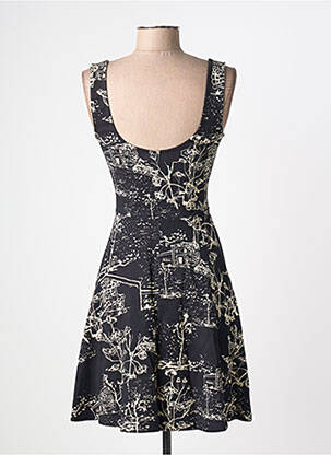 Robe courte coupe cintrée fines bretelles noir DESIGUAL femme