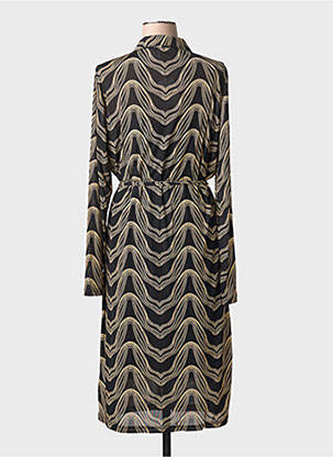 Robe mi-longue coupe fluide manches longues noir GEISHA femme