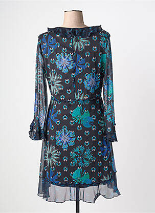 Robe mi-longue imprimé fleurs manches longues bleu DESIGUAL femme