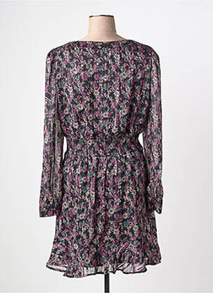 Robe mi-longue imprimé fleurs manches longues violet MORGAN femme