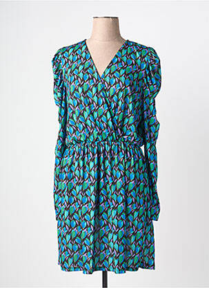 Robe mi-longue imprimé fleurs manches longues bleu MORGAN femme