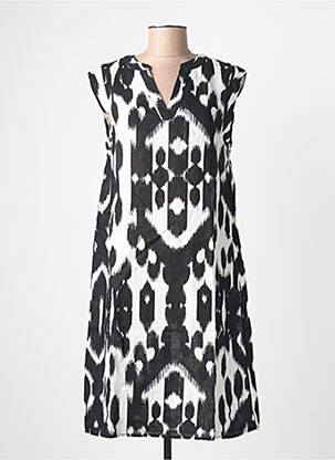 Robe mi-longue imprimé fantaisie manches courtes noir STREET ONE femme