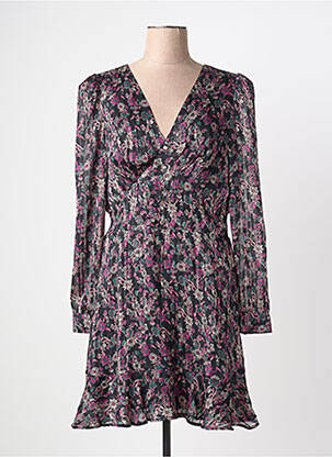 Robe mi-longue imprimé fleurs manches longues violet MORGAN femme