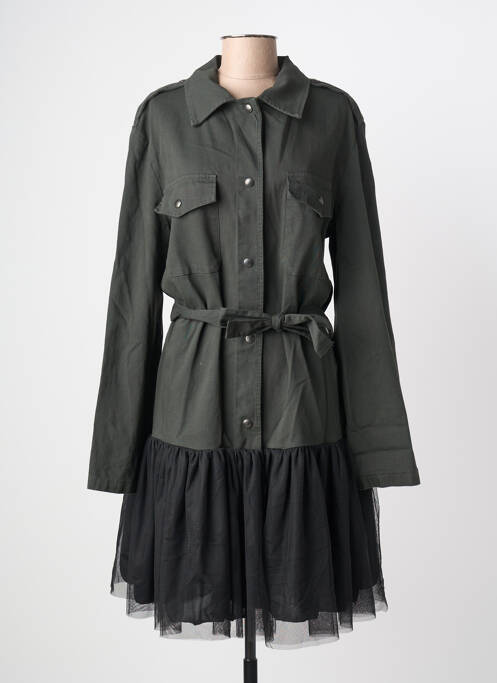 Robe mi-longue manches longues manches longues vert NÜ femme