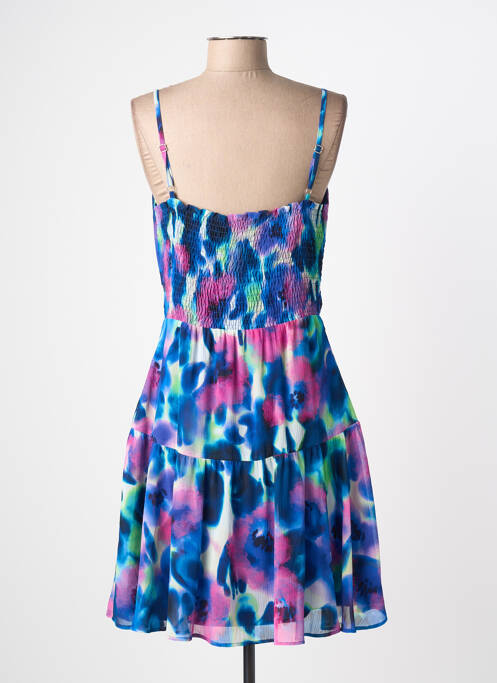 Robe courte tissage crêpe fines bretelles bleu MORGAN femme