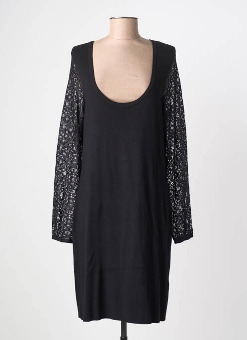 Robe mi-longue manches longues manches longues noir MORGAN femme
