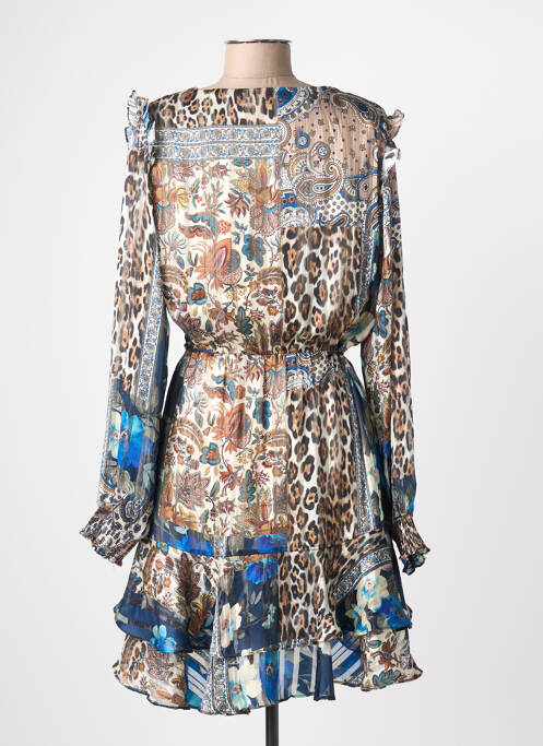 Robe courte manches longues manches longues marron GUESS femme