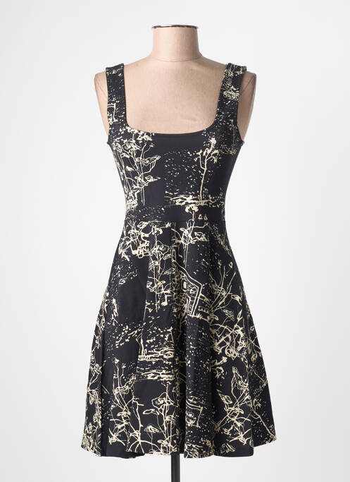 Robe courte coupe cintrée fines bretelles noir DESIGUAL femme