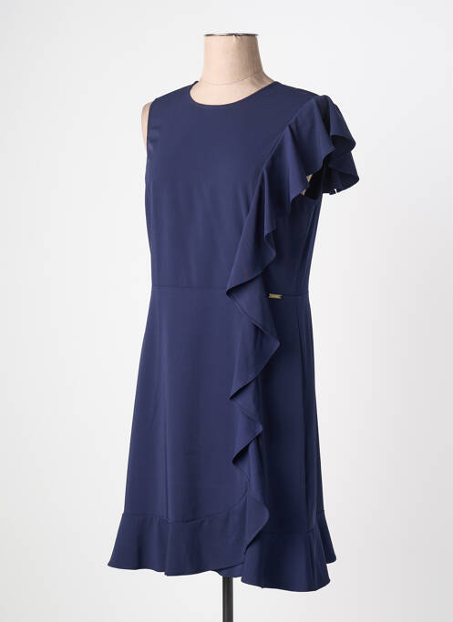Robe courte fermeture zippée au dos manches courtes bleu GAUDI femme