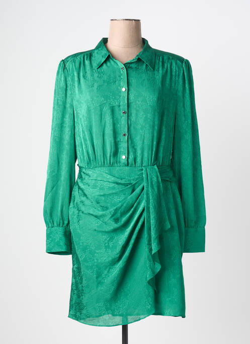Robe courte manches longues manches longues vert MORGAN femme