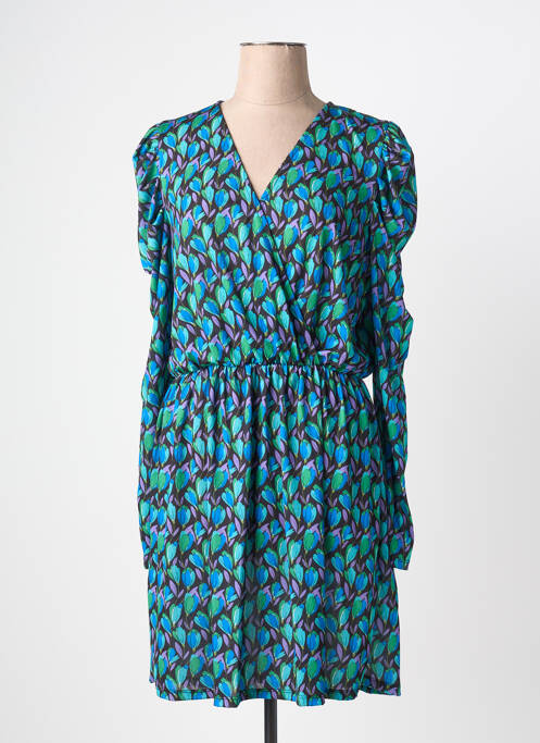 Robe mi-longue imprimé fleurs manches longues bleu MORGAN femme