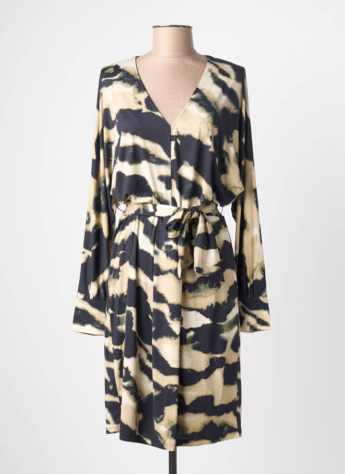 Robe mi-longue manches longues manches longues beige K-DESIGN femme