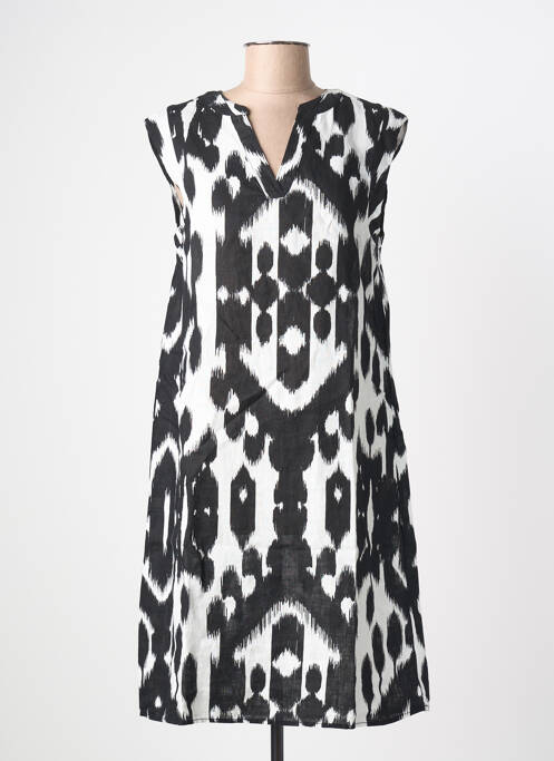 Robe mi-longue imprimé fantaisie manches courtes noir STREET ONE femme