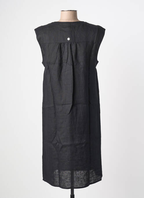 Robe mi-longue tissage crêpe manches courtes noir STREET ONE femme