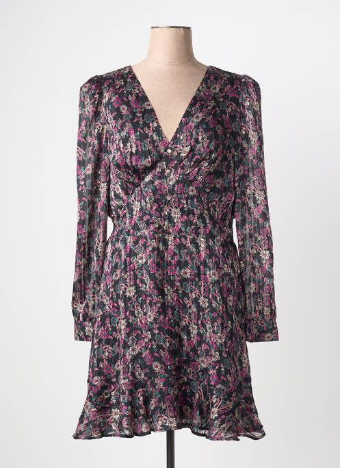 Robe mi-longue imprimé fleurs manches longues violet MORGAN femme