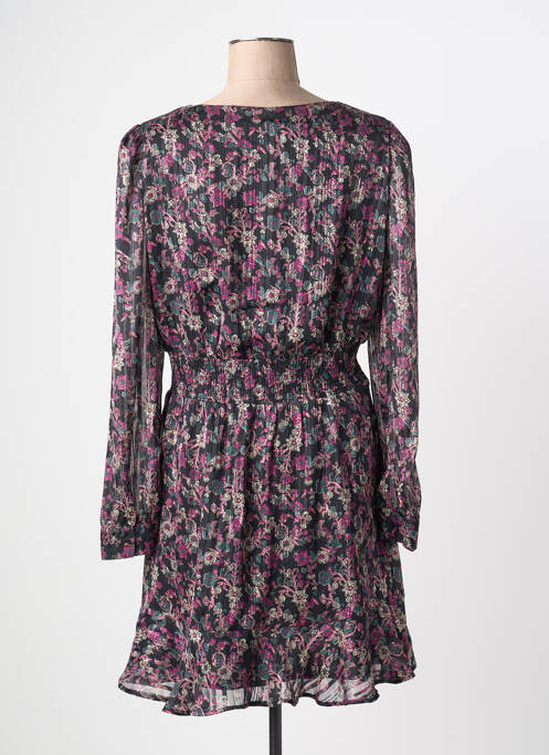 Robe mi-longue imprimé fleurs manches longues violet MORGAN femme