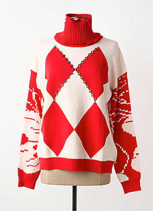 Pull col roulé coupe droite manches longues rouge ZOE ZONE OF EMBROIDERED femme