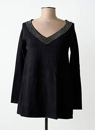 Pull col v manches longues noir FRACOMINA femme