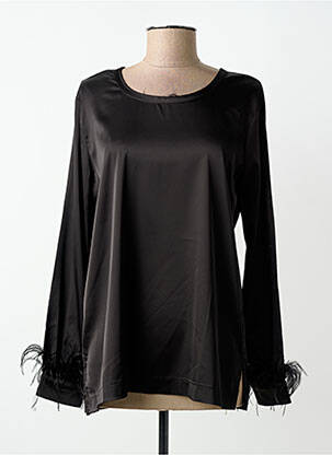 Top col rond manches longues noir ZOE ZONE OF EMBROIDERED femme
