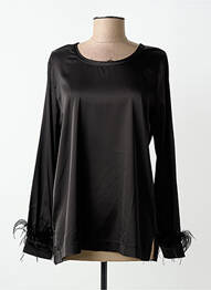 Top col rond manches longues noir ZOE ZONE OF EMBROIDERED femme