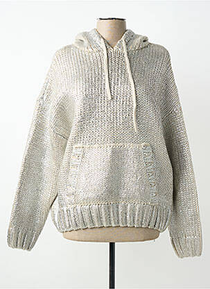 Sweat-shirt à capuche manches longues manches longues argent K-DESIGN femme