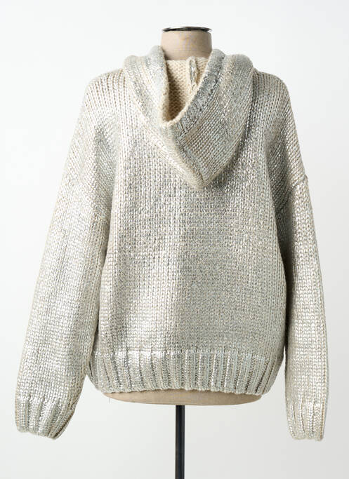 Sweat-shirt à capuche manches longues manches longues argent K-DESIGN femme