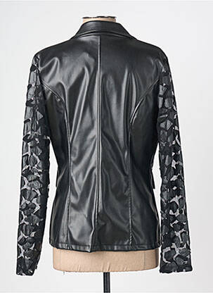 Veste simili cuir col tailleur noir JOLIFLY & JUSTINE Y femme