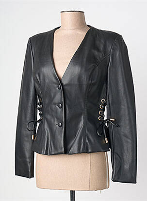 Veste simili cuir coupe cintrée noir FRACOMINA femme