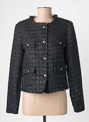 Veste casual col rond noir GEISHA femme