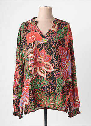 Blouse tissage popeline manches longues noir GEISHA femme
