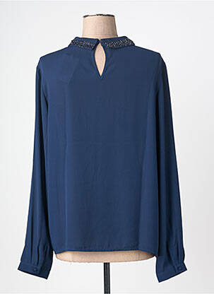 Blouse poignets boutonnés avec fente manches longues bleu GEISHA femme
