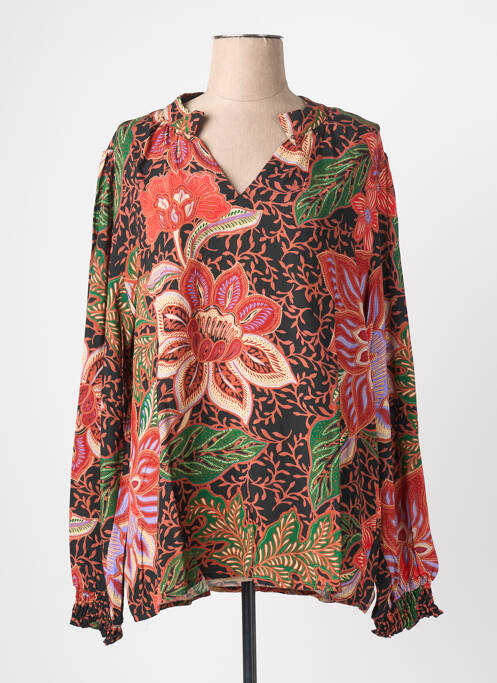 Blouse tissage popeline manches longues noir GEISHA femme