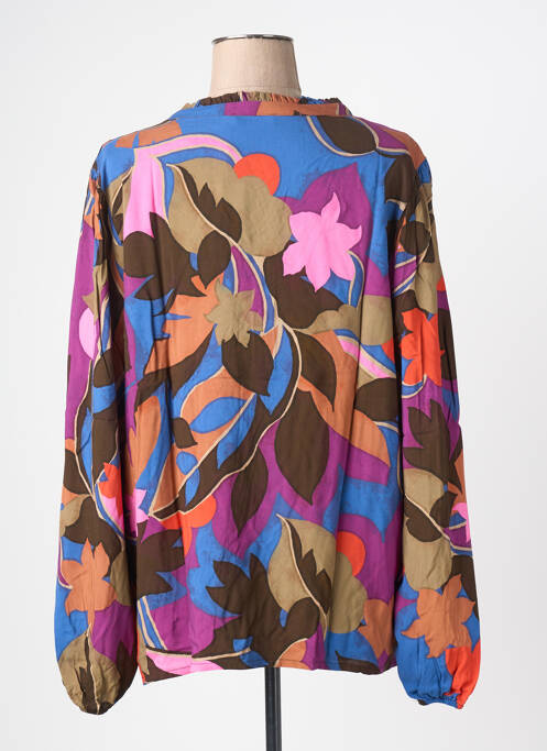 Blouse tissage popeline manches longues bleu GEISHA femme